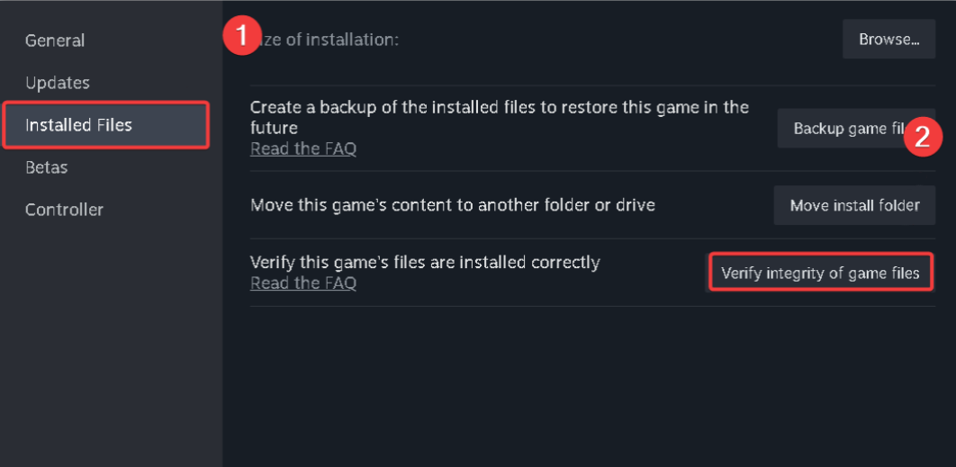 Verifying integrity of game files