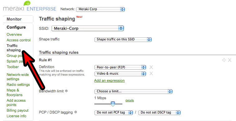 Open Traffic Shaping in the Router Settings
