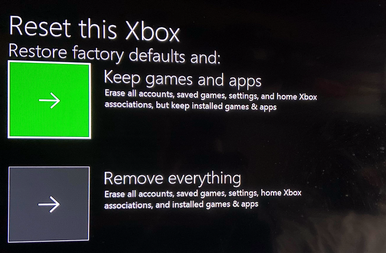 Reset Xbox While Keeping Games and Apps