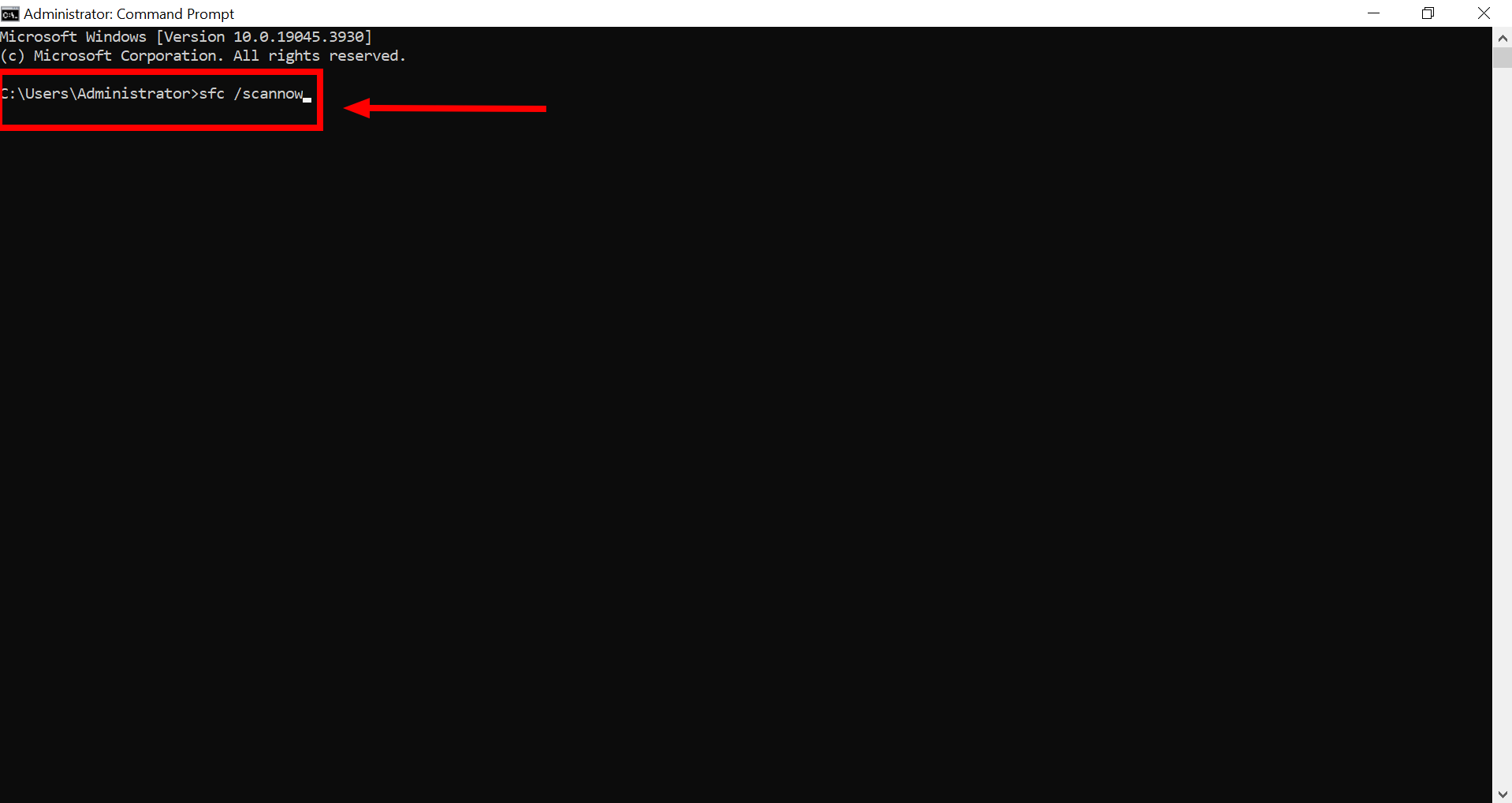 type in "sfc /scannow