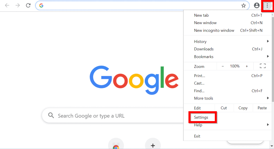 Chrome's settings menu.