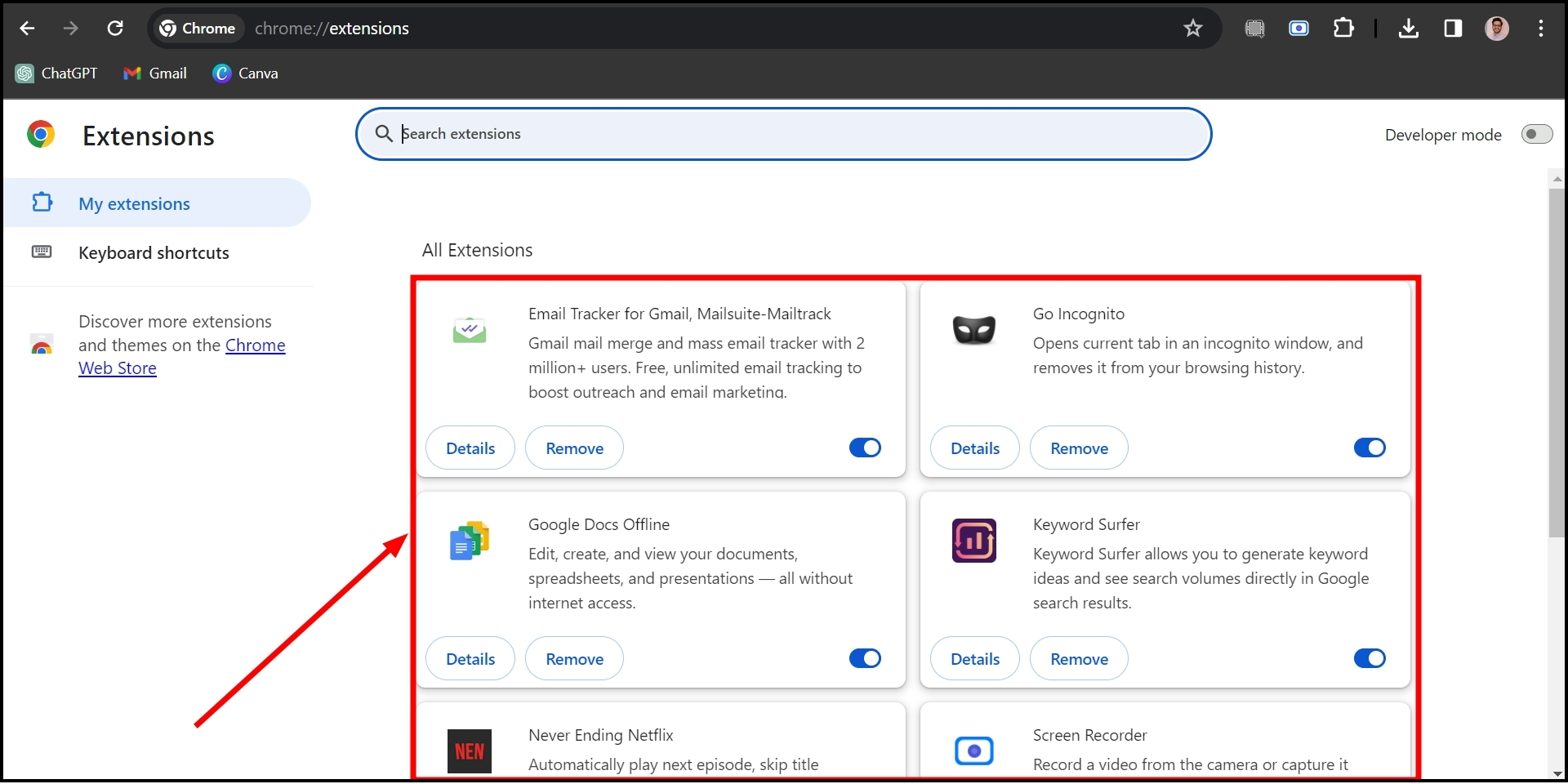 You can see all the extensions here
