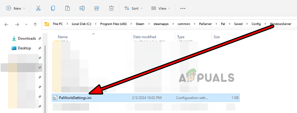 Open PalworldSettings.ini 