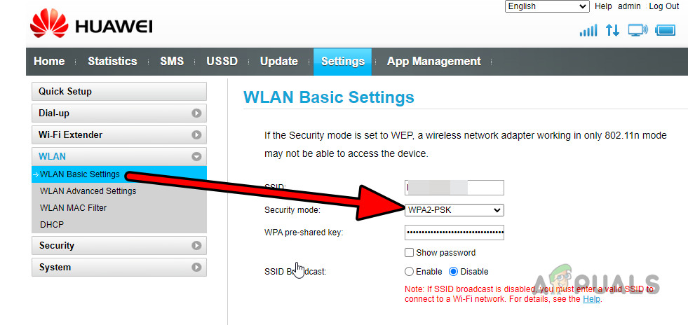 Change the Security Mode of the Wi-Fi Connection