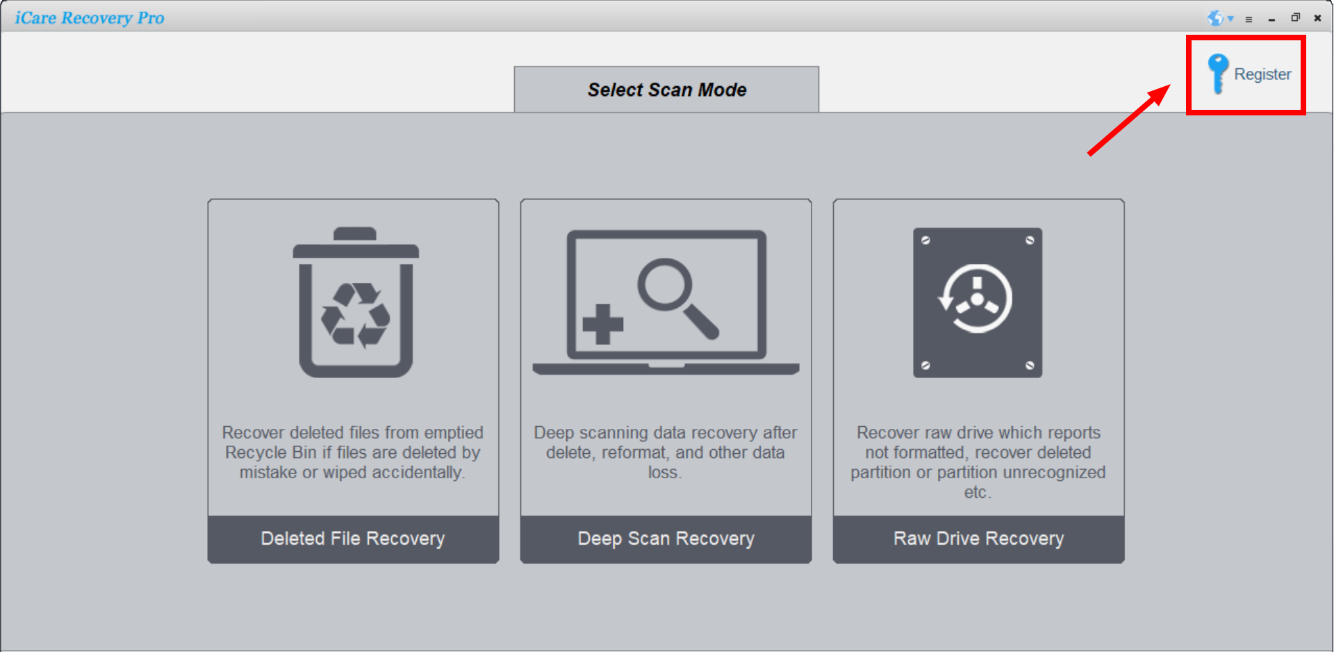 Click on the Register button