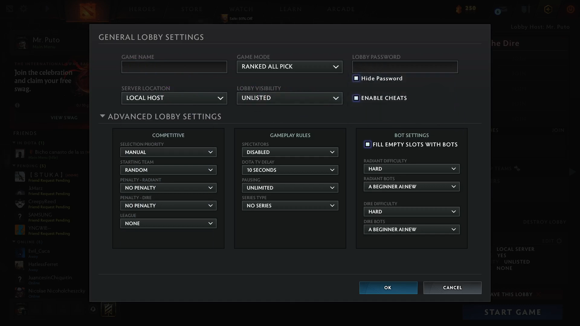 Starting a Bot Match