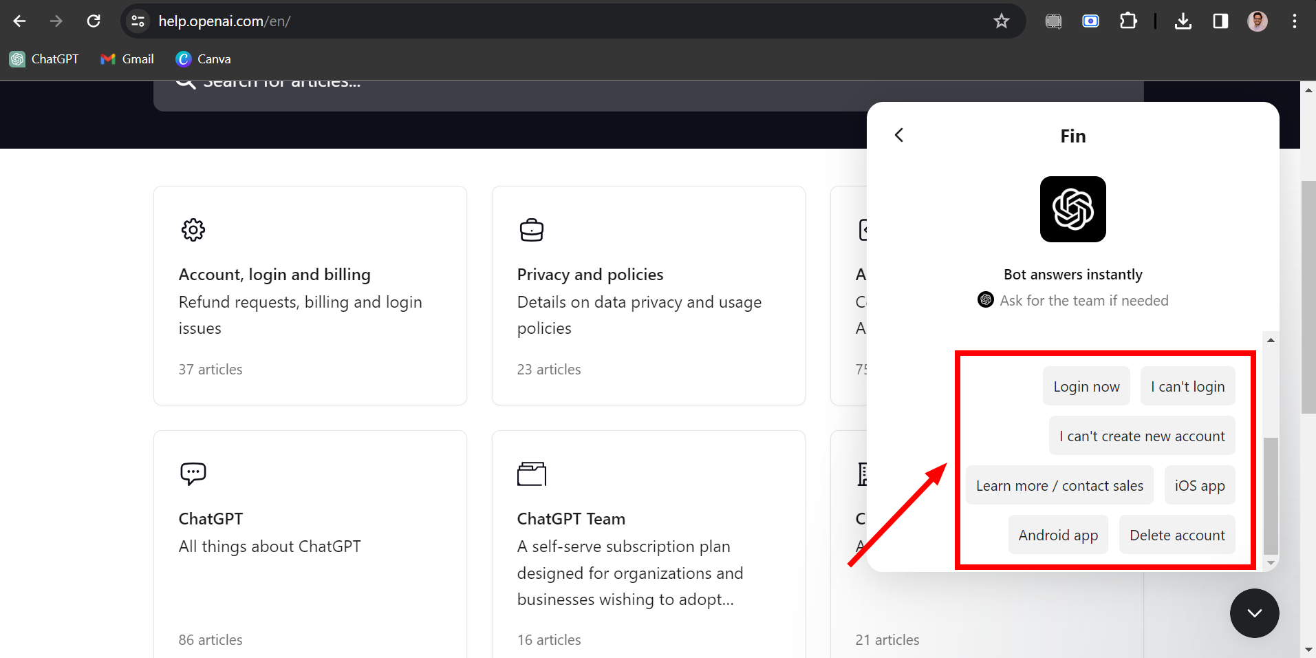 Click on your problem related query