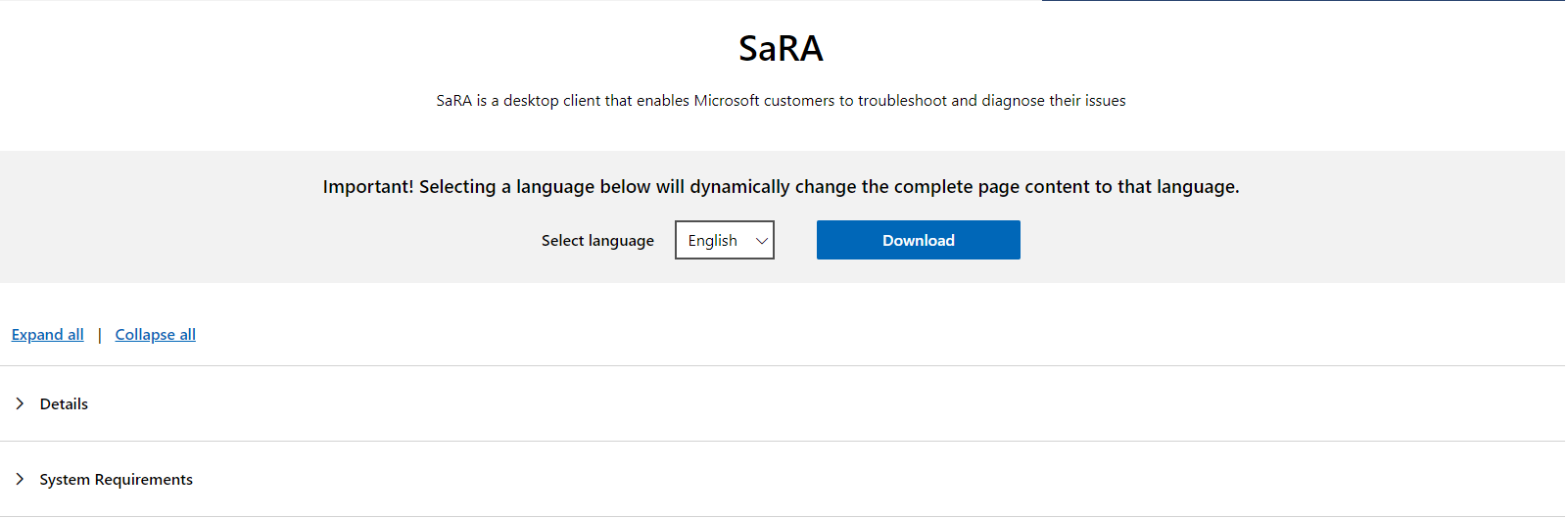 Showing the site where you can download the Microsoft Diagnostic Tool.