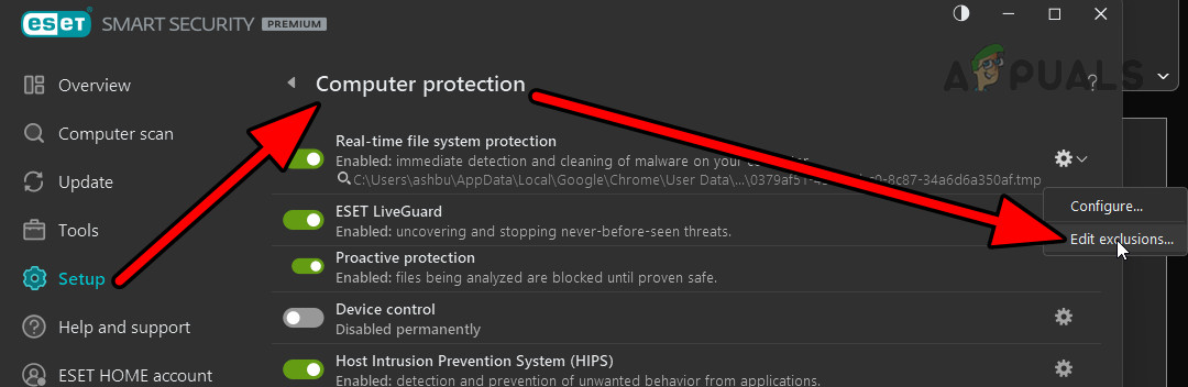 Edit Exclusions for Palworld in the Antivirus