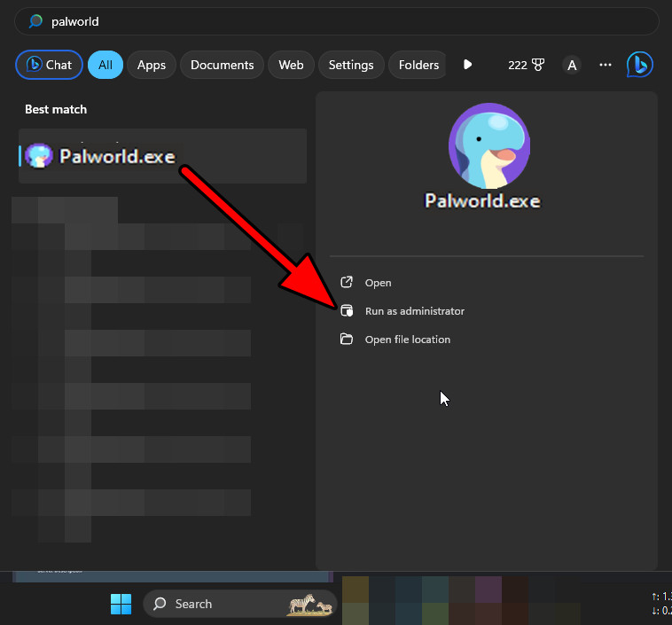 Open Palworld as an Administrator