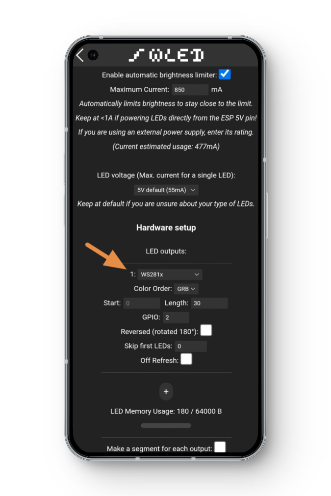 Configure Settings WLED