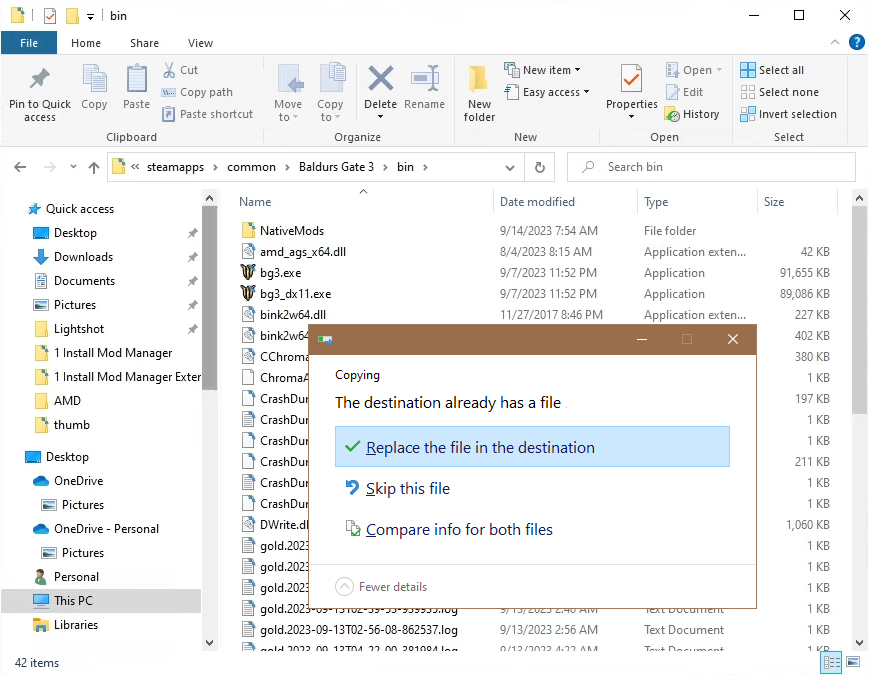 Baldur's Gate 3 bin folder