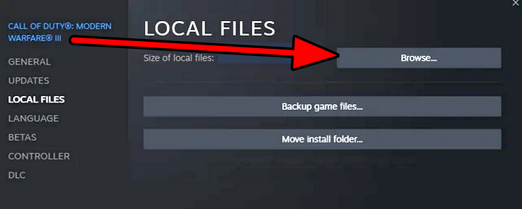 Browse for MW3 Installation Directory in Steam