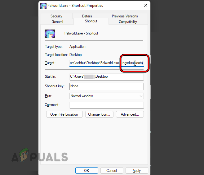 Launch the Shortcut of Palworld for the Xbox App with Custom Launch Options