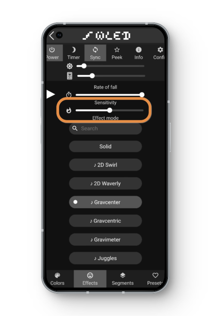 Adjust Sensitivity WLED