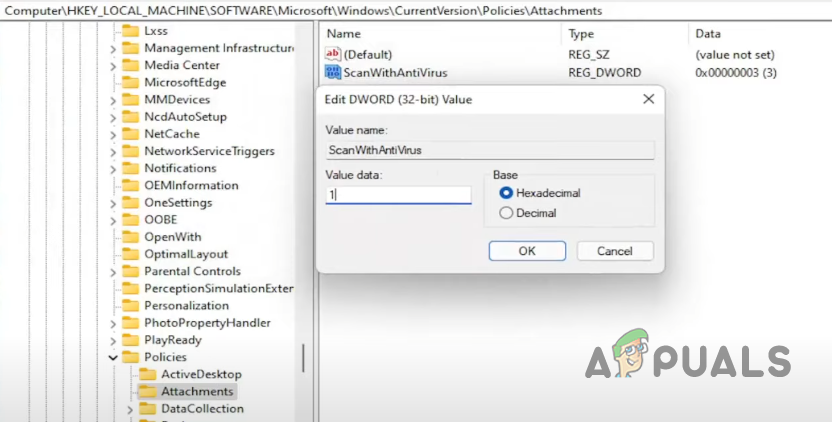 Changing value of Registry Key