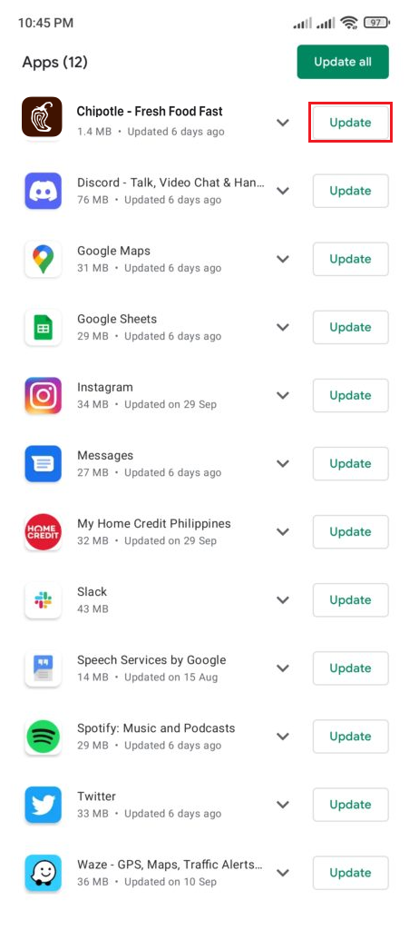 Update app