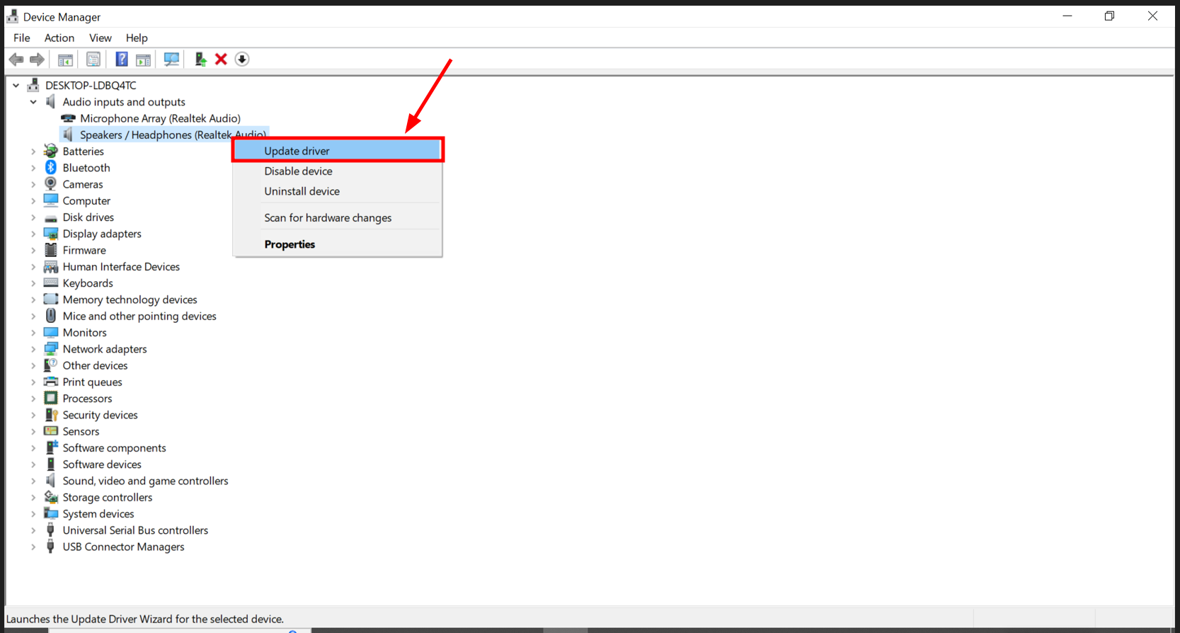 Click on Update driver