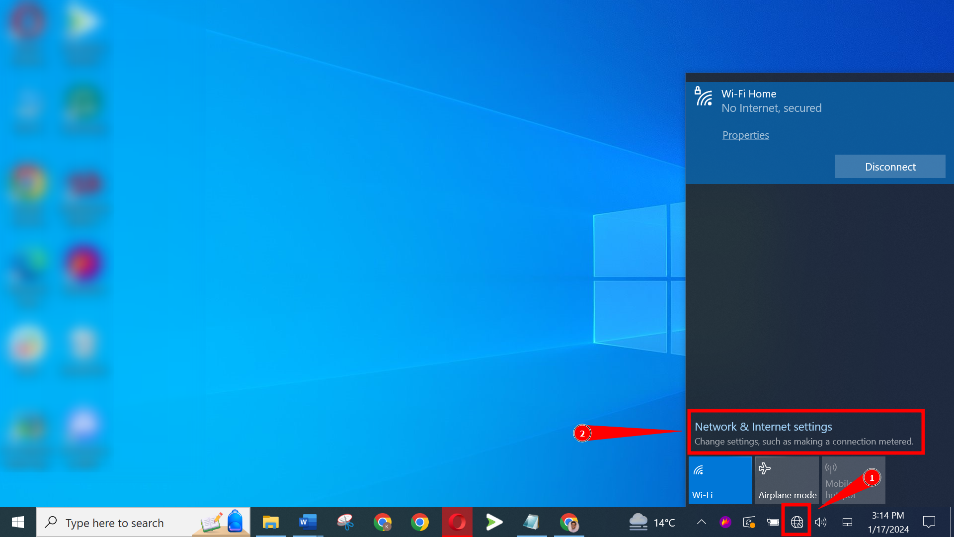Click on the Internet connection