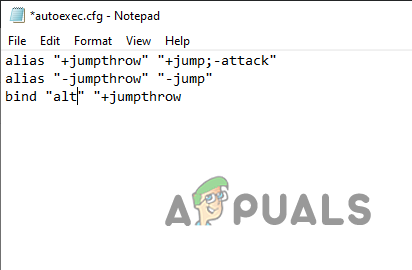 Creating the bind in the autoexec file