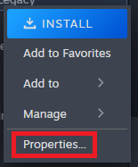 Steam game properties