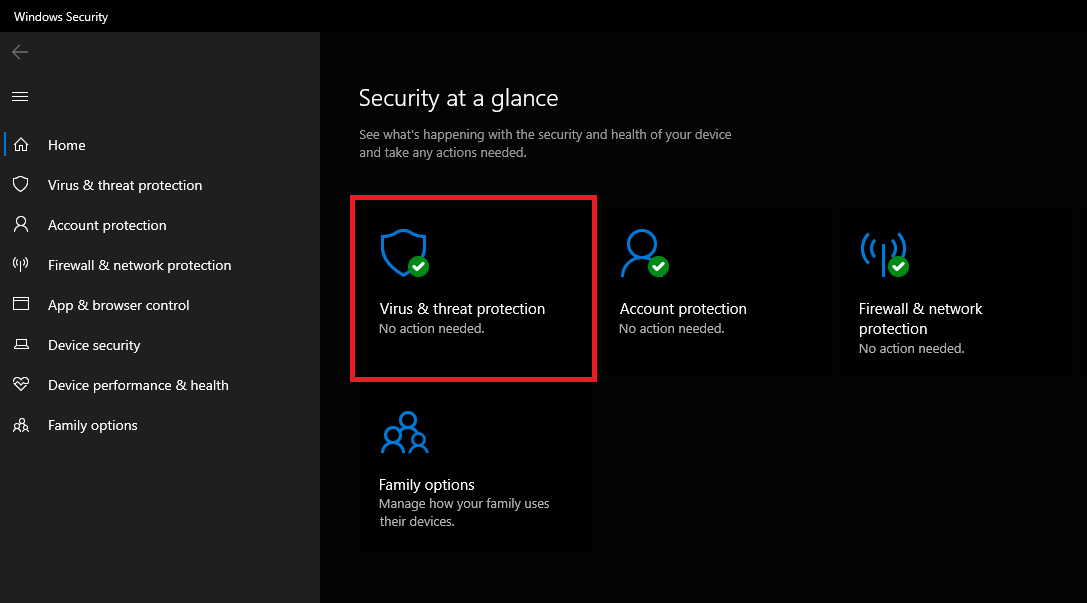 Windows Security interface showcasing Virus & Threat Protection
