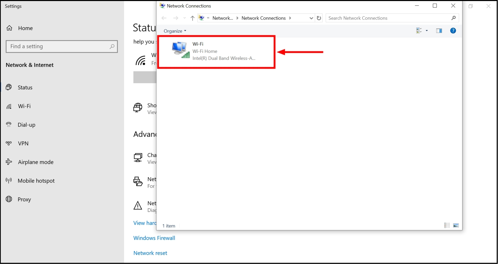 Double click on the wireless network