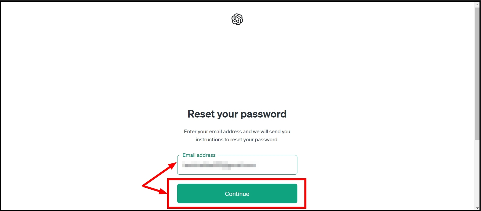 Enter email again and click Continue