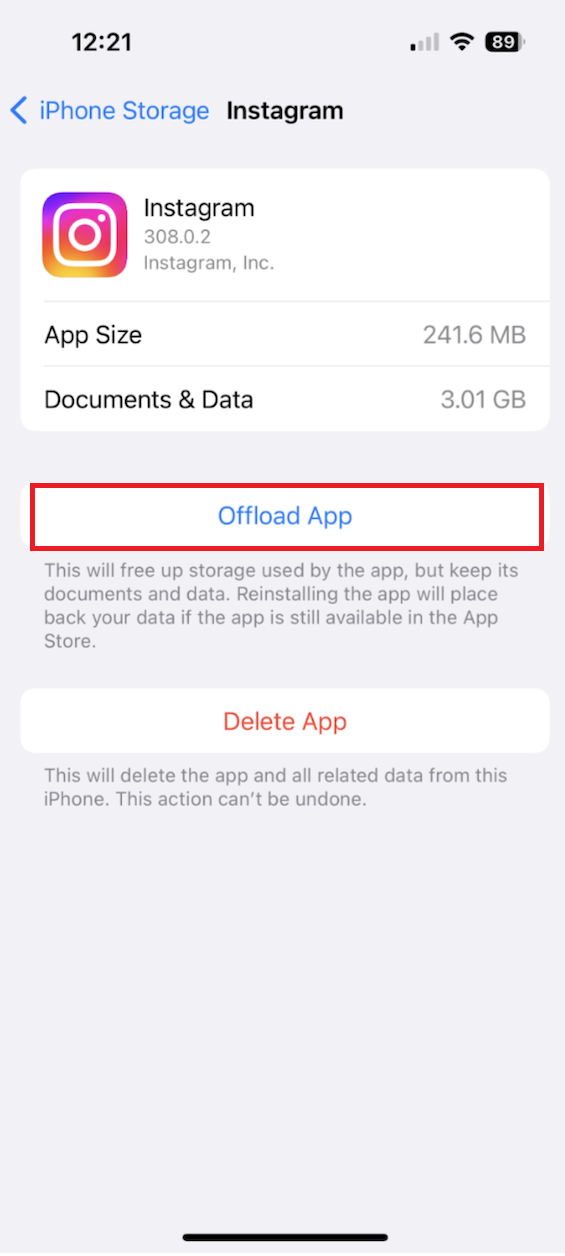 Offload Instagram App