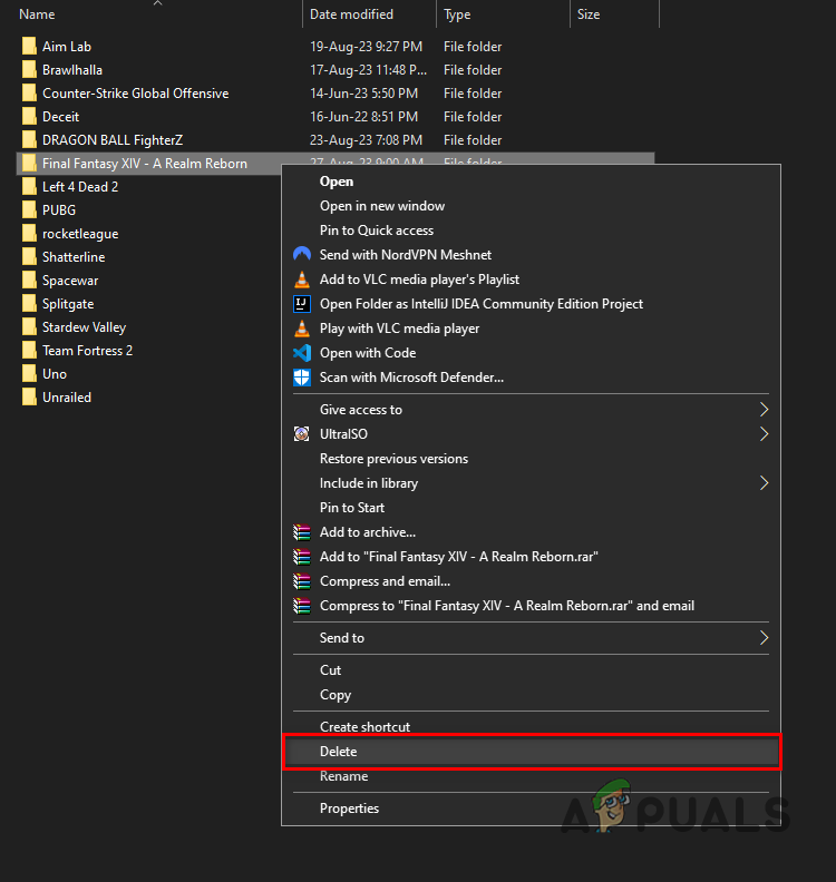 Manually deleting the game files
