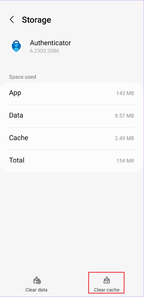 Clear app cache