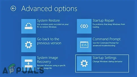 Navigating to Startup Settings