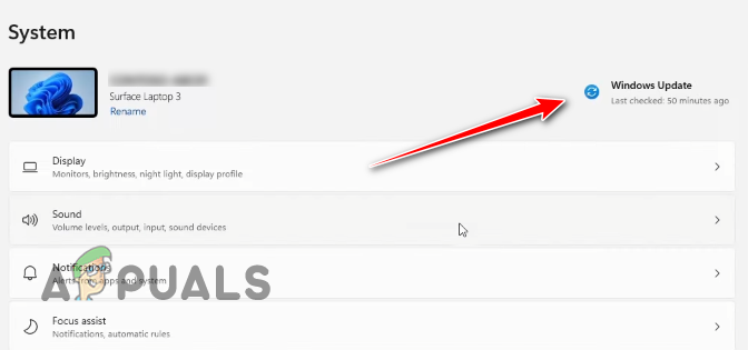 Navigating to the Windows Update menu