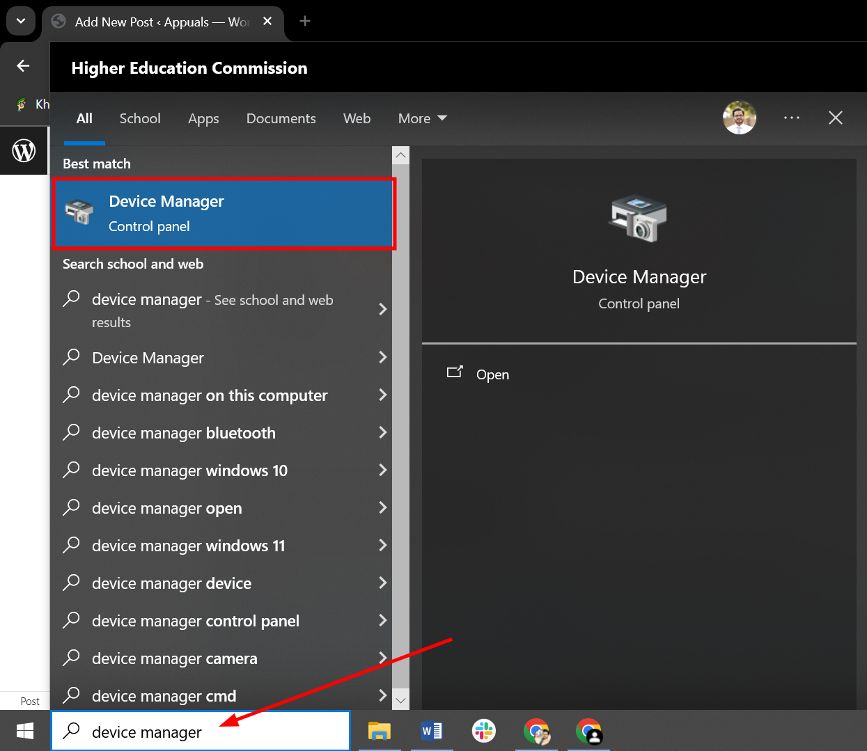 Open the Device Manager