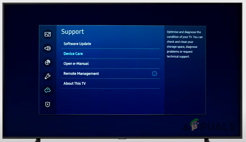Opening Device Care menu