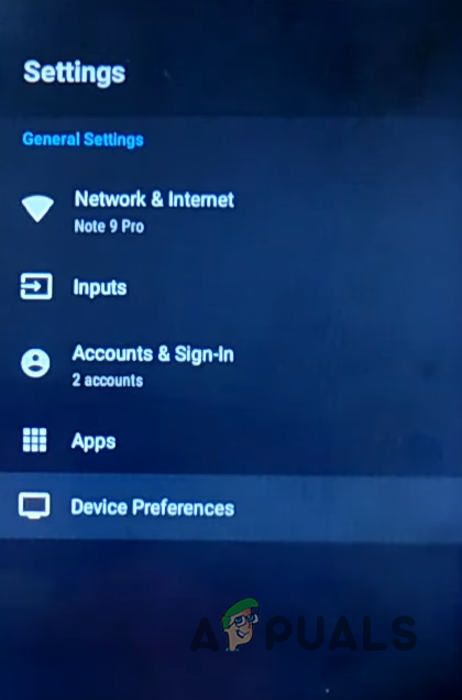 Opening Device Preferences menu