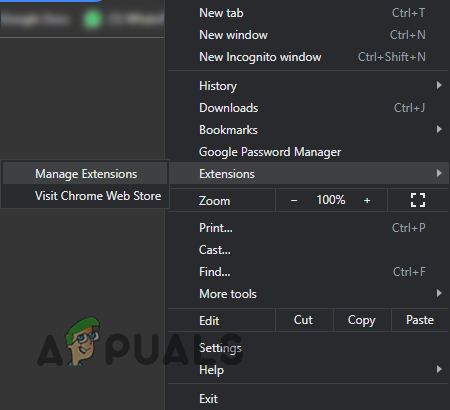 Opening Extensions Menu