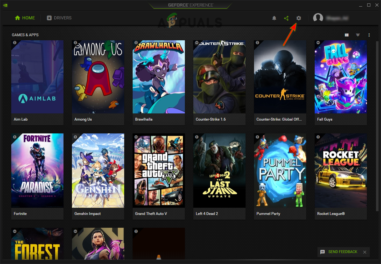 Opening NVIDIA GeForce Experience Settings