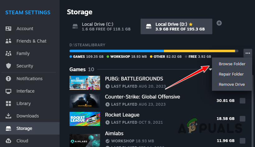 Opening Steam Library Folder