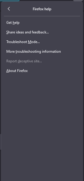 Opening Troubleshooting Information menu
