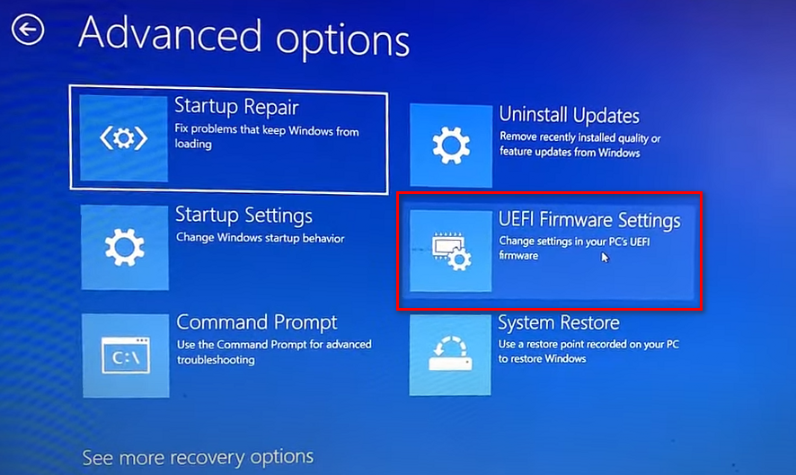 Opening UEFI Firmware Settings Menu