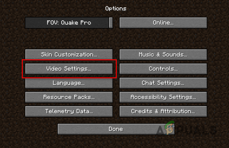 Opening Video Settings