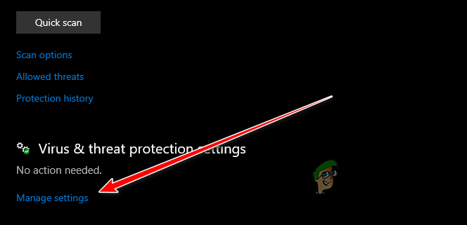 Opening Virus and Threat Protection Settings