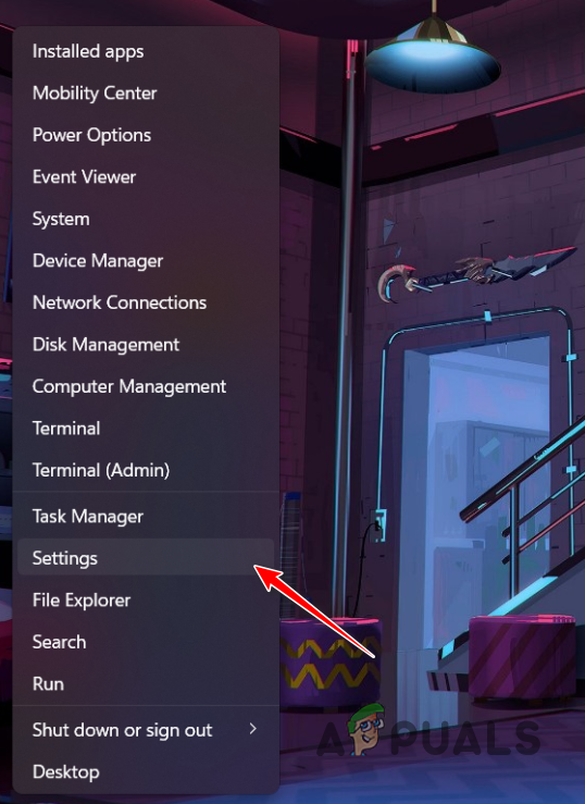 Opening Windows Settings menu