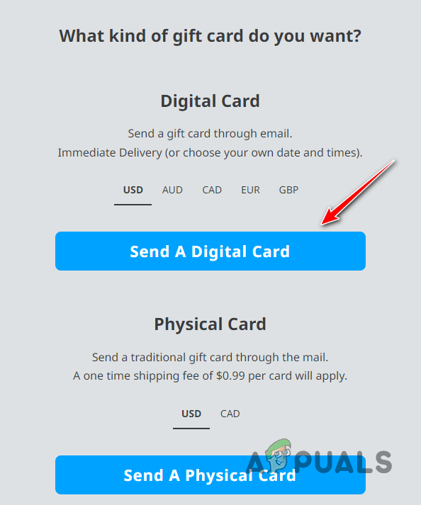 Purchasing a Digital Gift Card