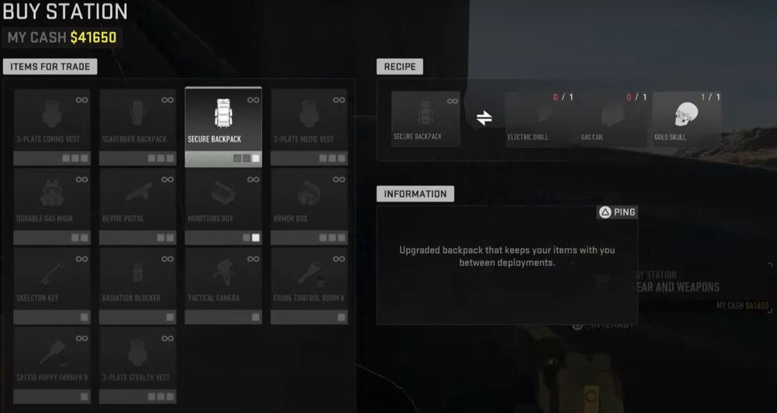 Purchasing a Secure Backpack from a Buy Station