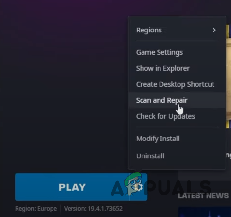 Repairing Game Files in Battle.net Launcher