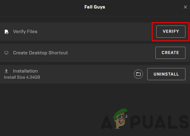 Repairing Game Files through the Epic Games Launcher
