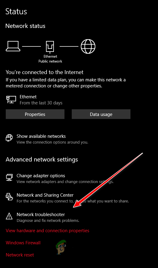 Running the Network Troubleshooter/Diagnostics Tool