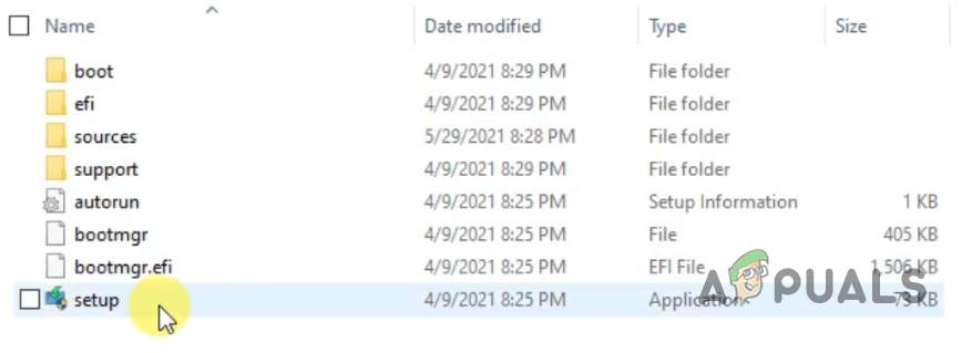 Running the setup file
